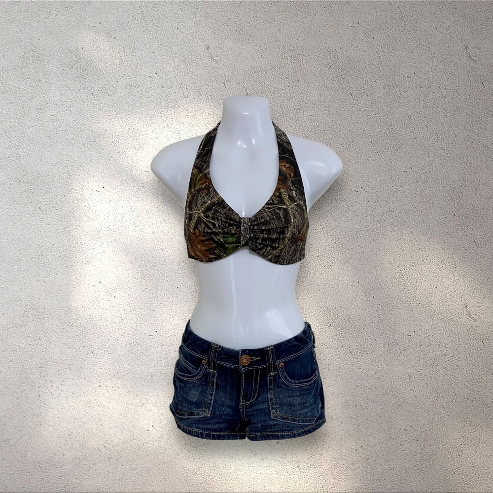 Wilderness Dream Green & Brown Camo Bikini Top